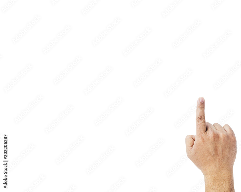 hand indicating the number one with its fingers over white background hand indicating the number one with its fingers over white background