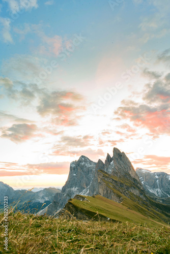 Amazing views in the Dolomites mountains. Views from Seceda