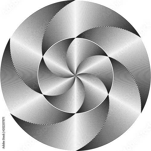 Abstract halftone lines circle background. Creative geometric pattern. Vector modern design black and white background.