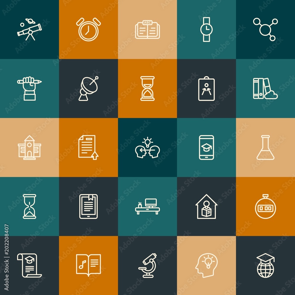Modern Simple Set of science, time, education Vector outline Icons. Contains such Icons as musical, stop, microscope, child and more on vintage colors background. Fully Editable. Pixel Perfect. Modern Simple Set of science, time, education Vector outline Icons. Contains such Icons as musical, stop, microscope, child and more on vintage colors background. Fully Editable. Pixel Perfect.