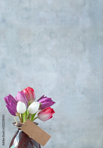 Tulips with gift label