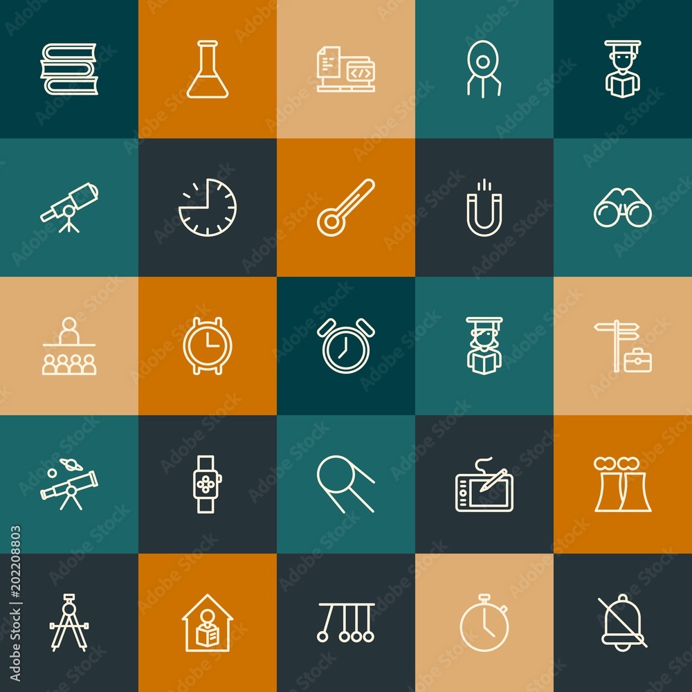 Modern Simple Set of science, time, education Vector outline Icons. Contains such Icons as business, minute, mathematics, book and more on vintage colors background. Fully Editable. Pixel Perfect. Modern Simple Set of science, time, education Vector outline Icons. Contains such Icons as business, minute, mathematics, book and more on vintage colors background. Fully Editable. Pixel Perfect.