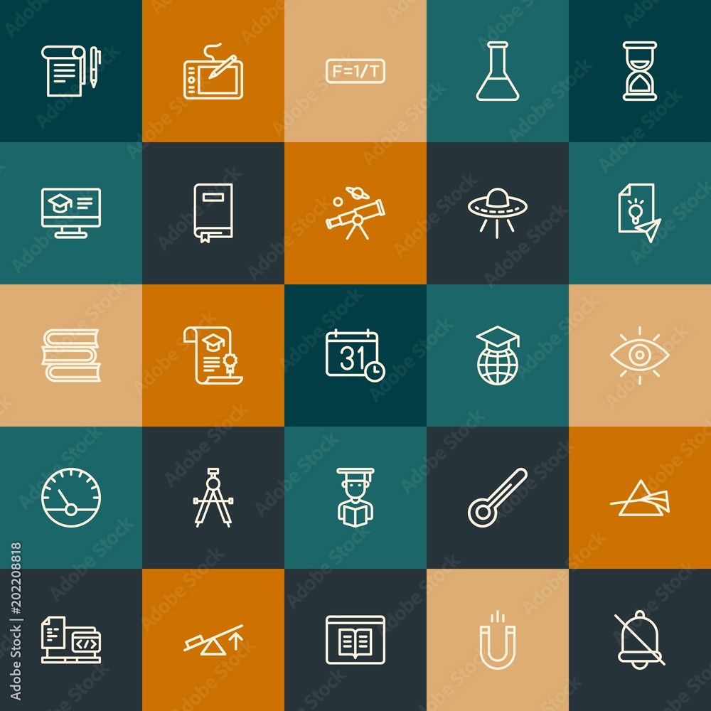 Modern Simple Set of science, time, education Vector outline Icons. Contains such Icons as internet, scale, college, experiment and more on vintage colors background. Fully Editable. Pixel Perfect. Modern Simple Set of science, time, education Vector outline Icons. Contains such Icons as internet, scale, college, experiment and more on vintage colors background. Fully Editable. Pixel Perfect.
