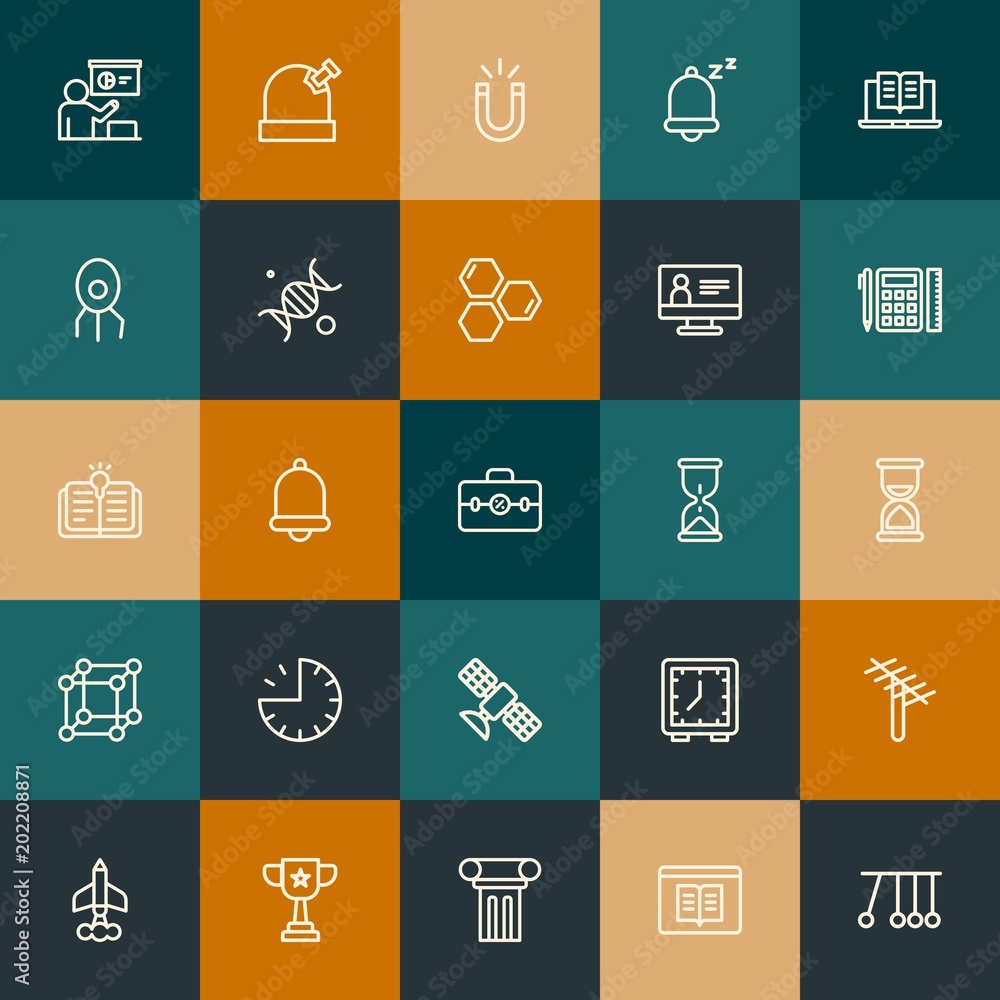 Modern Simple Set of science, time, education Vector outline Icons. Contains such Icons as object, people, antenna, pendulum and more on vintage colors background. Fully Editable. Pixel Perfect. Modern Simple Set of science, time, education Vector outline Icons. Contains such Icons as object, people, antenna, pendulum and more on vintage colors background. Fully Editable. Pixel Perfect.