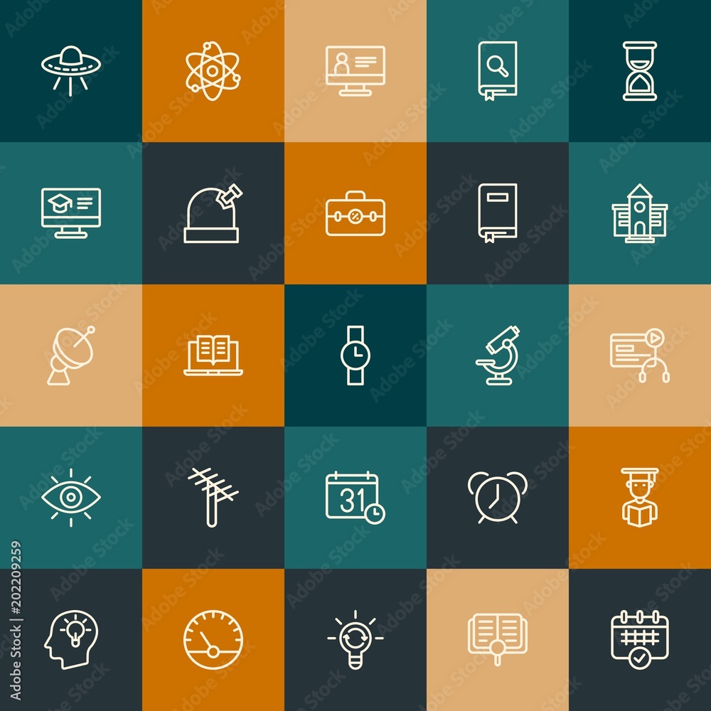 Modern Simple Set of science, time, education Vector outline Icons. Contains such Icons as idea, measurement, internet, young and more on vintage colors background. Fully Editable. Pixel Perfect. Modern Simple Set of science, time, education Vector outline Icons. Contains such Icons as idea, measurement, internet, young and more on vintage colors background. Fully Editable. Pixel Perfect.