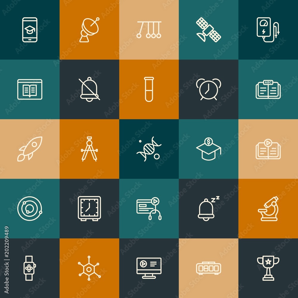 Modern Simple Set of science, time, education Vector outline Icons. Contains such Icons as technology, computer, laboratory and more on vintage colors background. Fully Editable. Pixel Perfect. Modern Simple Set of science, time, education Vector outline Icons. Contains such Icons as technology, computer, laboratory and more on vintage colors background. Fully Editable. Pixel Perfect.