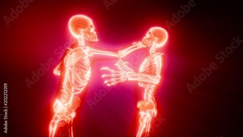 fighting men with visible bones