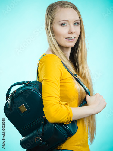 Teen girl with school backpack
