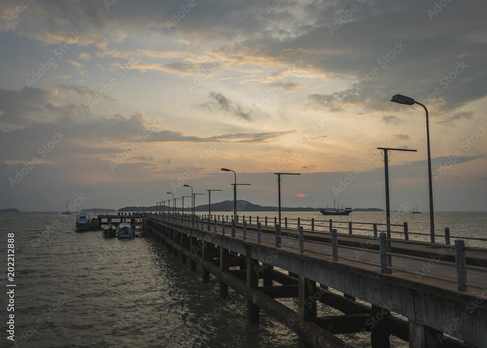 Pier at sunrise, Thailand