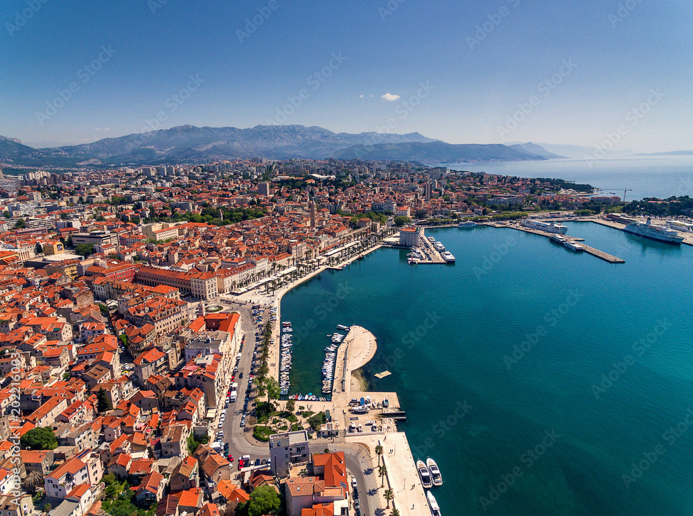Split,Croatia. Stunning shot of city Split,old town and harbour