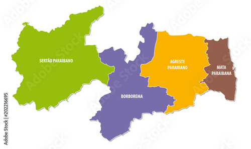 paraiba colorful administrative and political map