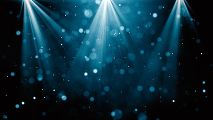 Blue background with a spotlight for night performance: abstract Christmas 