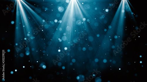Blue background with a spotlight for night performance: abstract Christmas 