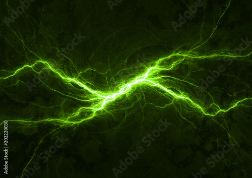 Green power, plasma abstract lightning