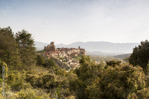 Village of Fr  as in Burgos  Castilla y Le  n. Spain. Ancient and medieval architecture with castle.