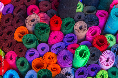 Abstract background, colorful felt rolls