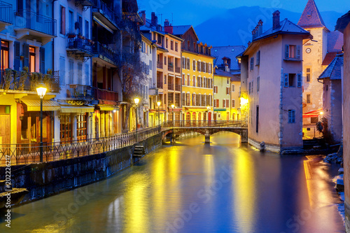 Annecy. Old city at night. © pillerss