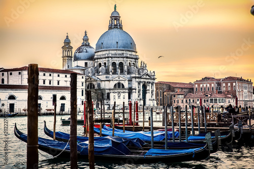 Magical Sunset in Venice- Gondola on the grand canal. © Subodh