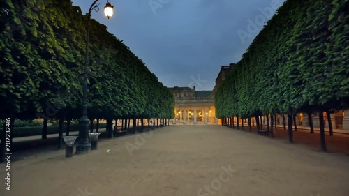 Palais-Royal (1639), originally called Palais-Cardinal, it was personal residence of Cardinal Richelieu in Paris, France on July 13,2012. Columns Buren (1985). photo