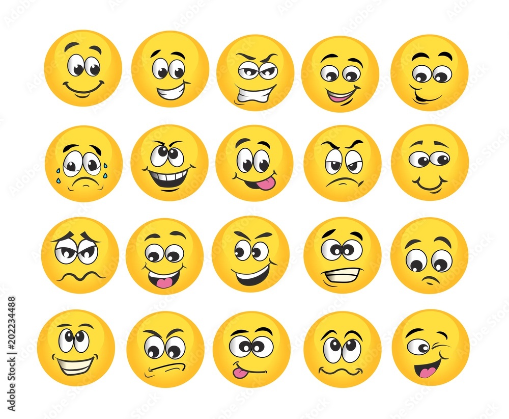 vector emoticons emoji set. cartoon face expressions vector emoticons emoji set. cartoon face expressions