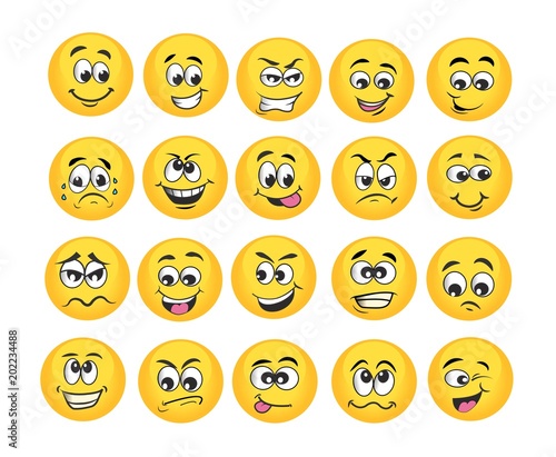 vector emoticons emoji set. cartoon face expressions
