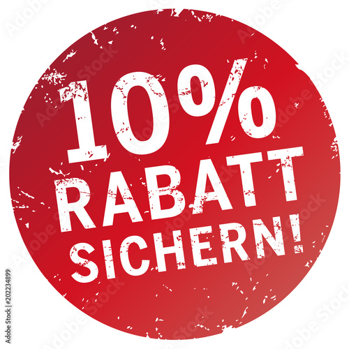 
Button 10% Rabatt sichern rot zerkratzt