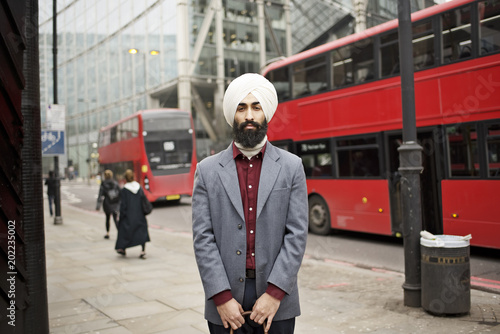 Portrait of man wearing turban