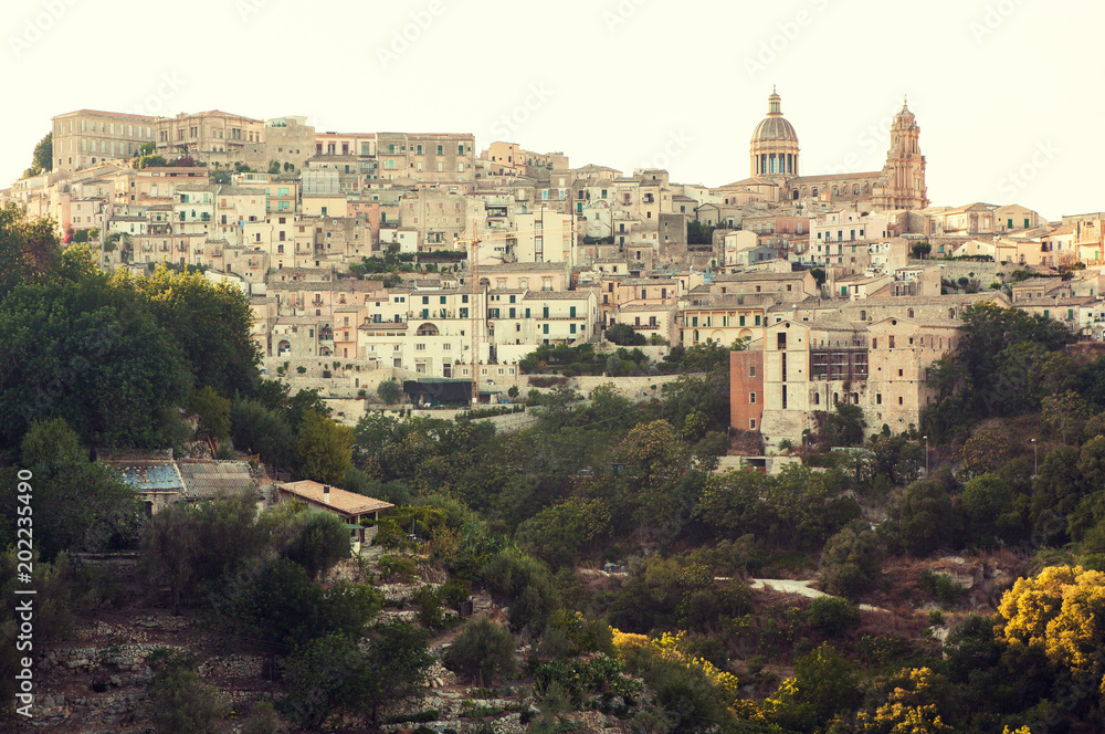The view on Ragusa town, Sicily, Italy.