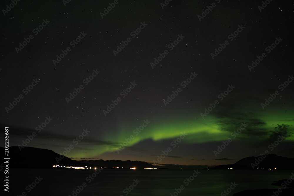 Aurora borealis over the Akureyri