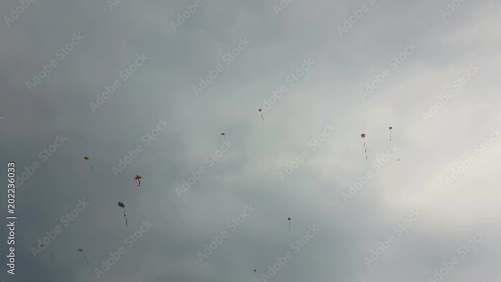 Kites flying up in the air on the traditional clean Monday in Greece.
