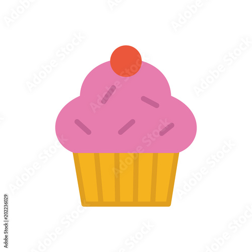 Cupcake bakery flat icon vector