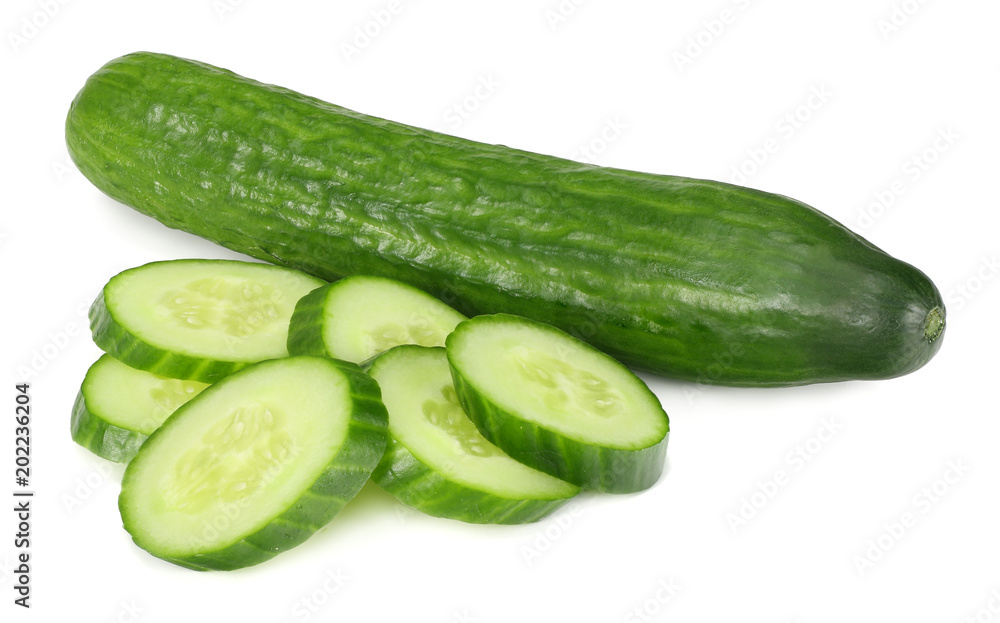 fresh cucumber slices isolated on white background fresh cucumber slices isolated on white background