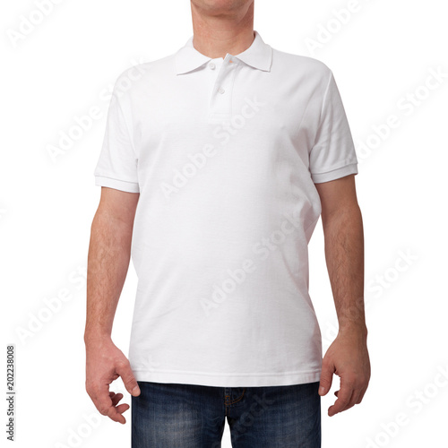 Tshirt design and clothing concept. Young man in blank white shirt isolated.
