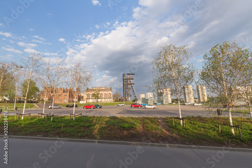 Katowice in Poland / Industrial landscape the old mine shaft