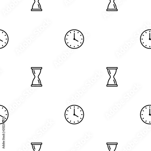Seamless clock icons pattern on white background