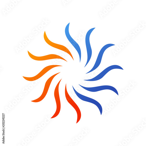 Logotipo ondas de calor y frio en color azul y naranja en fondo blanco