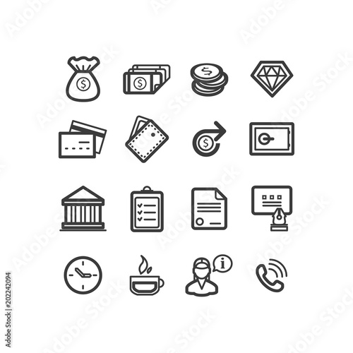 Wallpaper Mural Banking, money, finance, thin line color icons set, vector illustration Torontodigital.ca