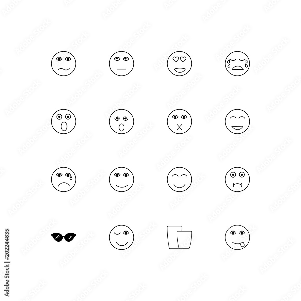 Emoticons simple linear icons set. Outlined vector icons Emoticons simple linear icons set. Outlined vector icons