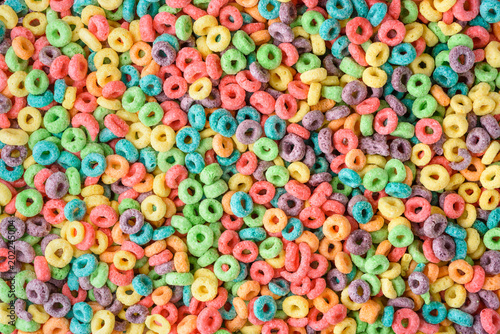 Valokuva Cereal background. Colorful breakfast food