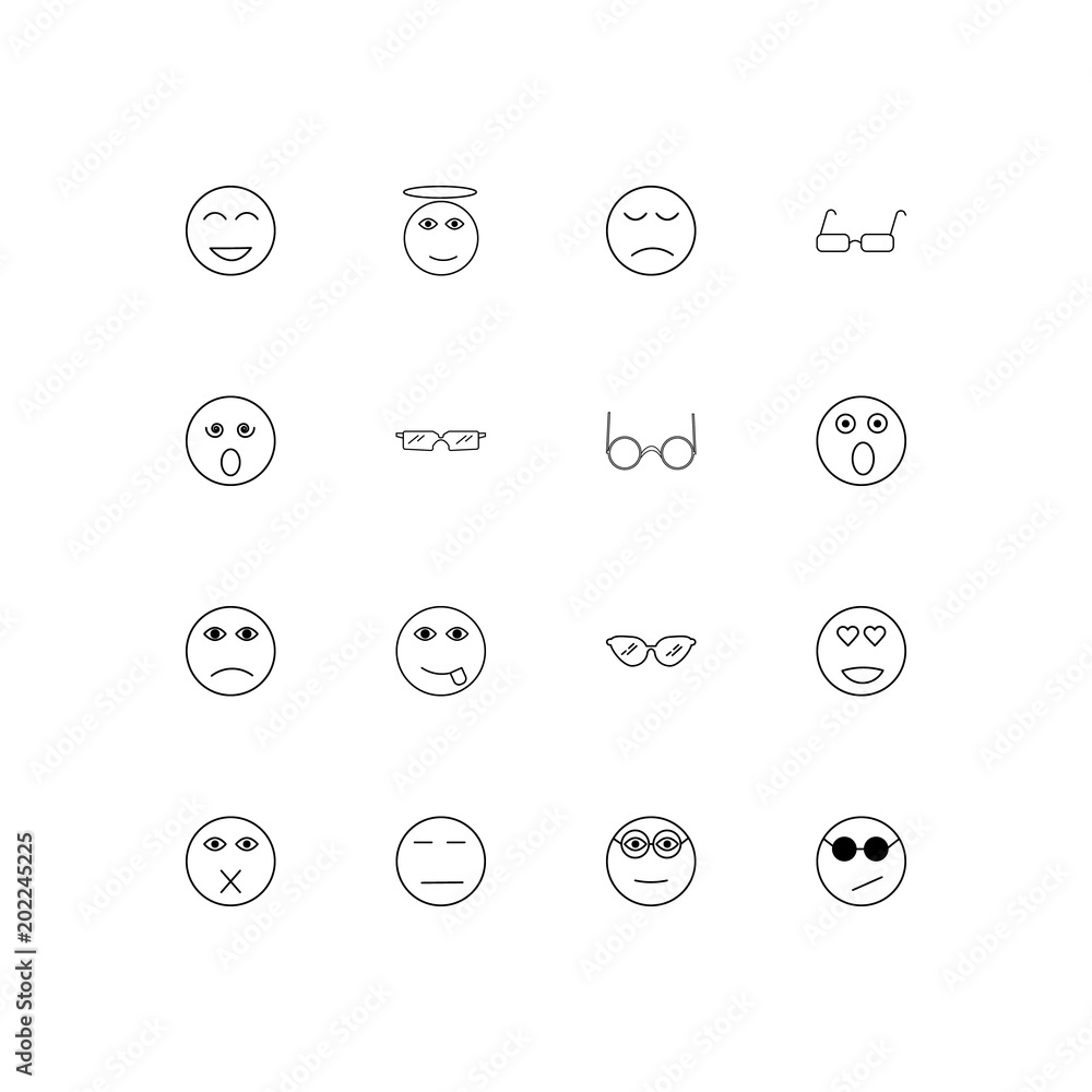 Emoticons simple linear icons set. Outlined vector icons Emoticons simple linear icons set. Outlined vector icons