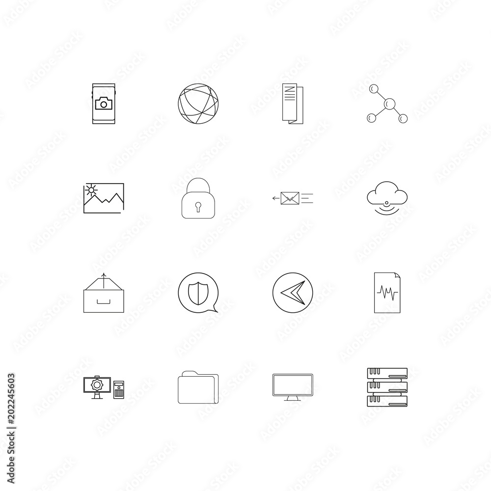 Network And Database simple linear icons set. Outlined vector icons Network And Database simple linear icons set. Outlined vector icons