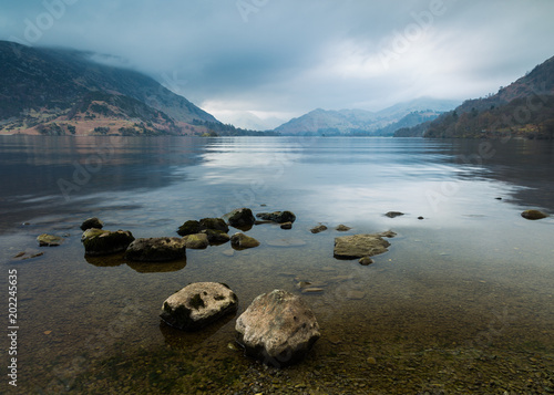 Overcast day at Ullswater in the English Lake District. UK.