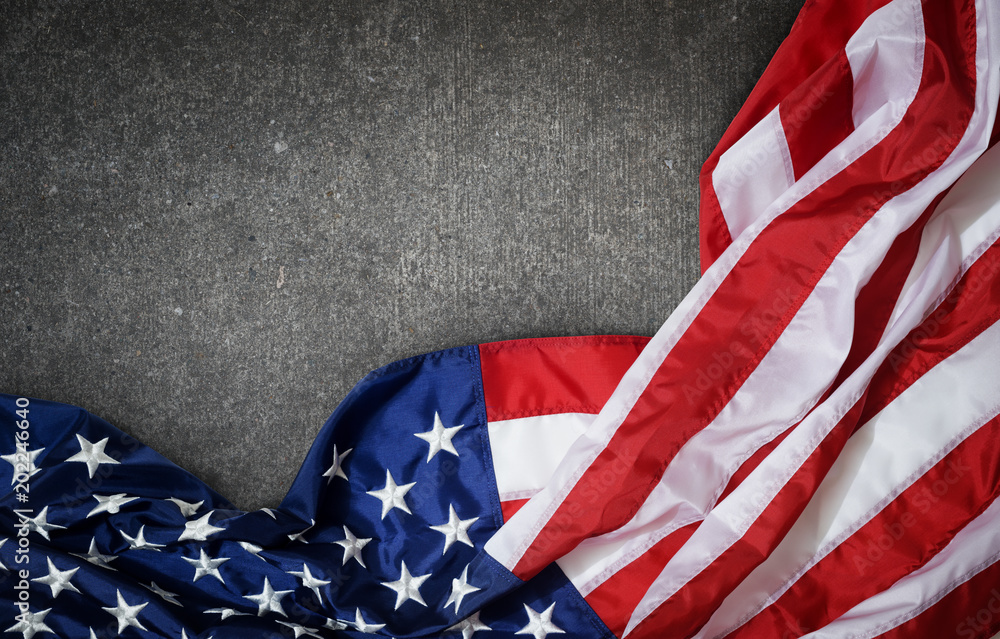 USA flag on grunge concrete background USA flag on grunge concrete background