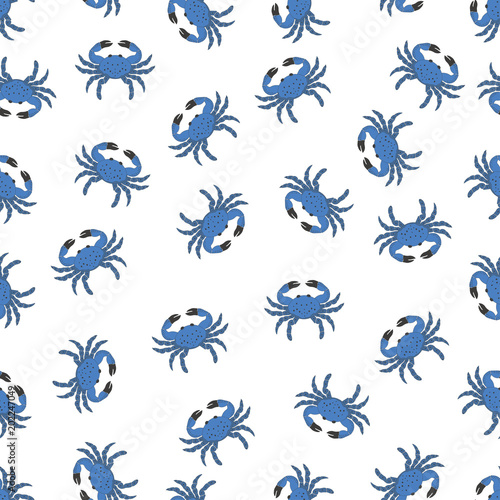 pattern with blue crabs © StockVector