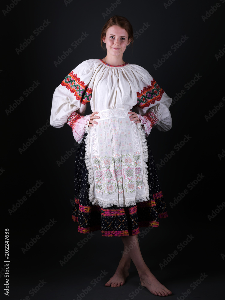 Young beautiful slovak woman in traditional costume Young beautiful slovak woman in traditional costume