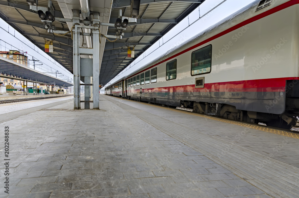 Railway station with train. Mestre, Venice, Italy Railway station with train. Mestre, Venice, Italy
