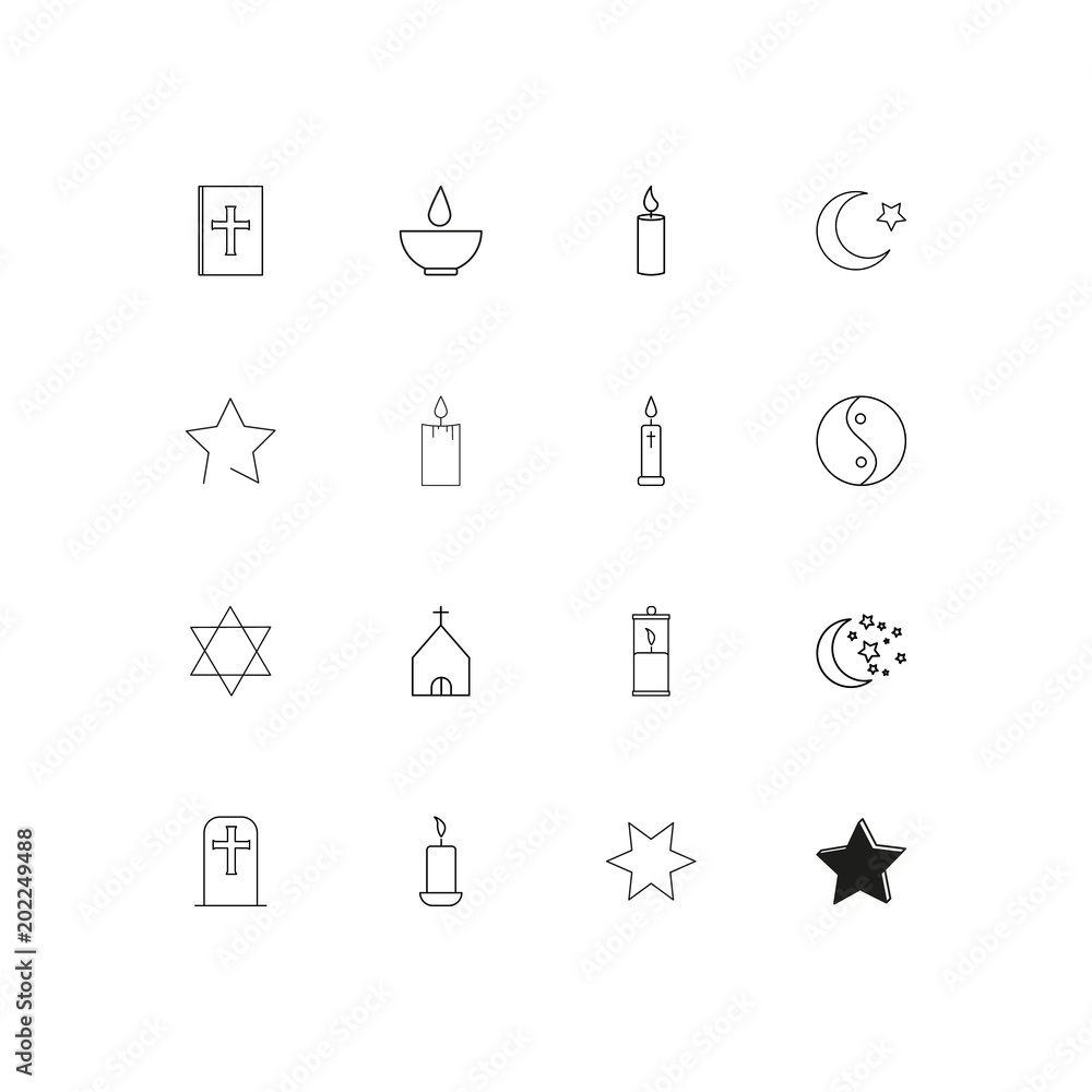 Religion simple linear icons set. Outlined vector icons Religion simple linear icons set. Outlined vector icons