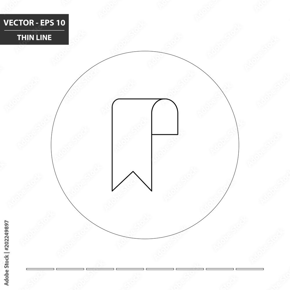 Fototapeta premium Bookmark thin line / outline flat icon. Vector Illustration.