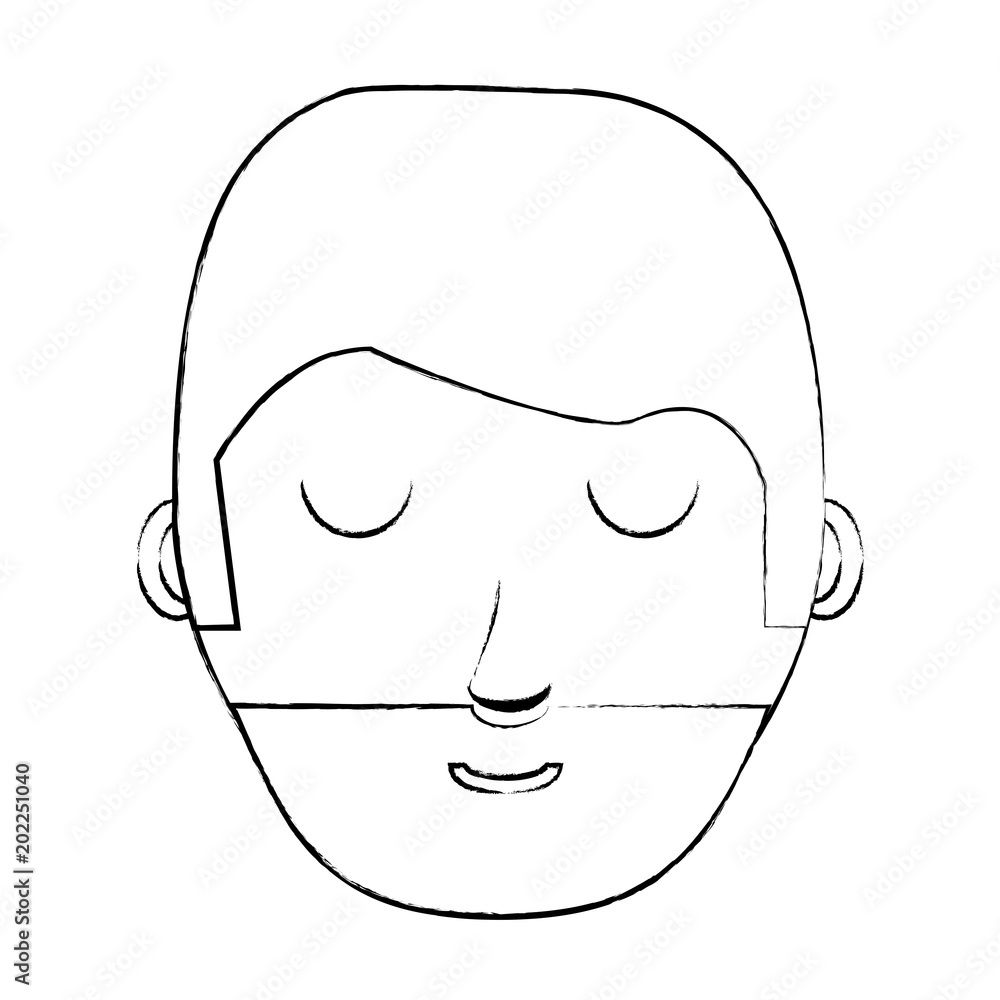 sketch of cartoon man with beard over white background, vector illustration