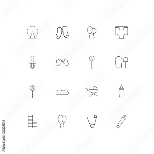 Baby, Kid And Newborn simple linear icons set. Outlined vector icons